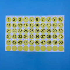 250 Round Number Stickers 1-50 Pack, Marker Sign Stickers