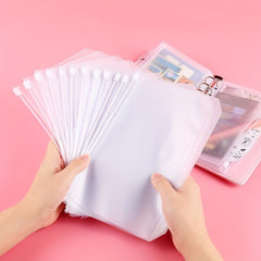 12pcs A6 Zipper Binder Pockets Waterproof PVC Leaf Pouch