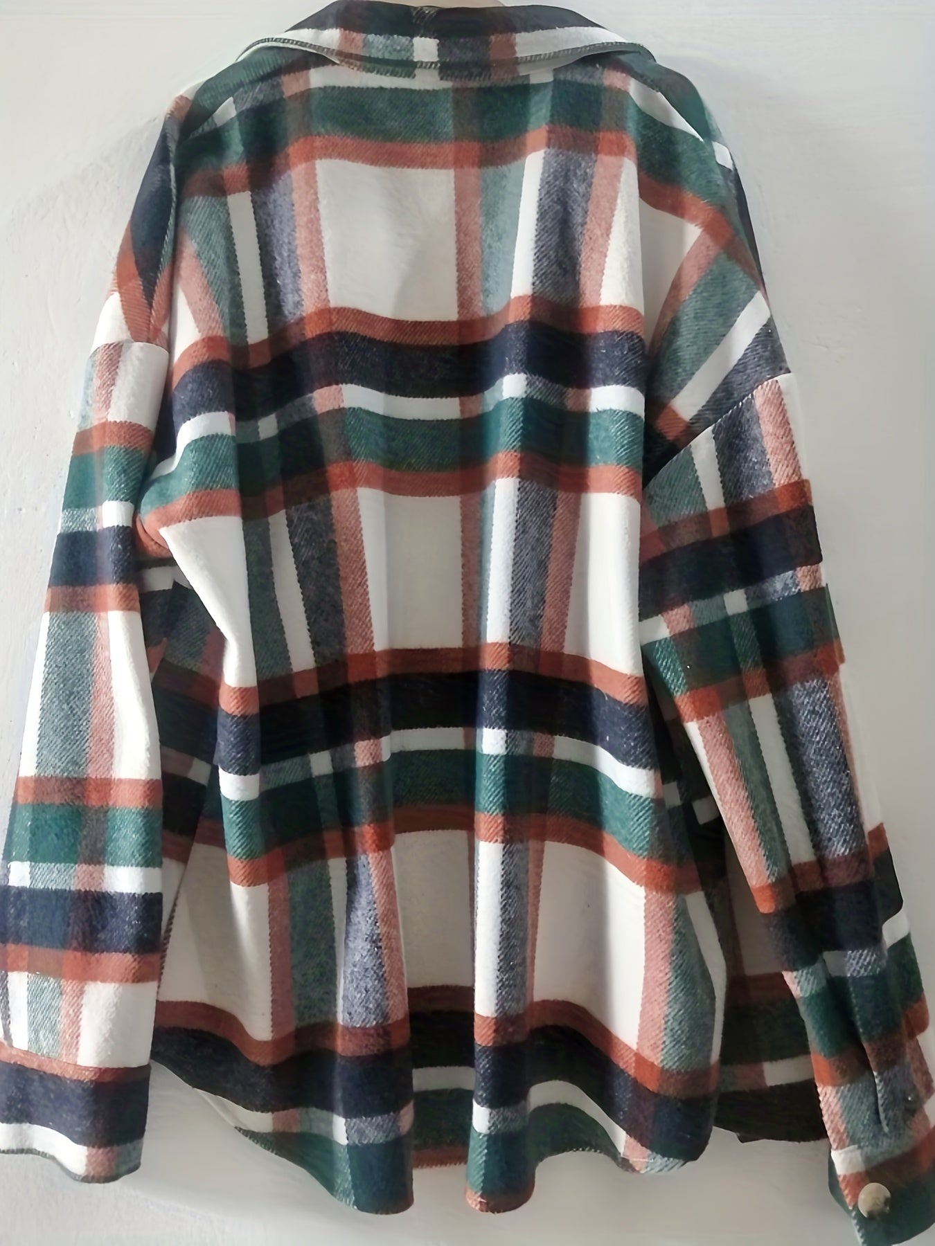 Plaid Print Button Front Jacket Collared Outerwear