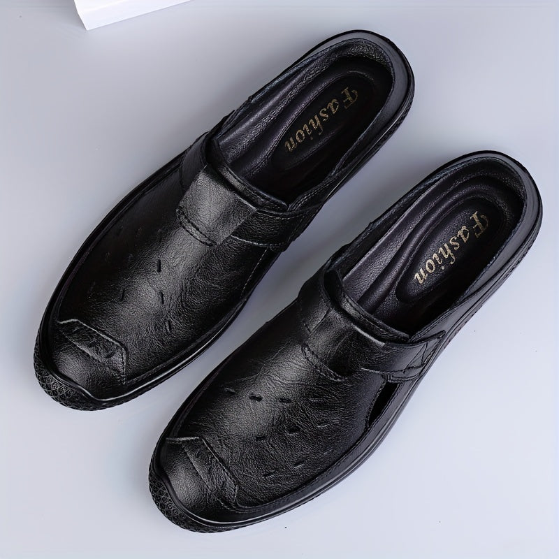 Men's Cut Out Leather Loafers Slip On Shoes