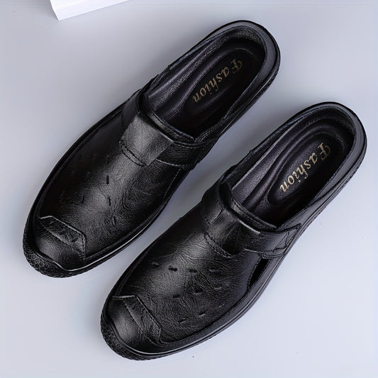 Men's Cut Out Leather Loafers Slip On Shoes