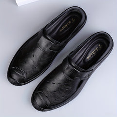 Men's Cut Out Leather Loafers Slip On Shoes