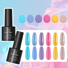 9-Piece Macaron Gel Nail Polish Set with Base, Gloss, and Matte Top Coatings