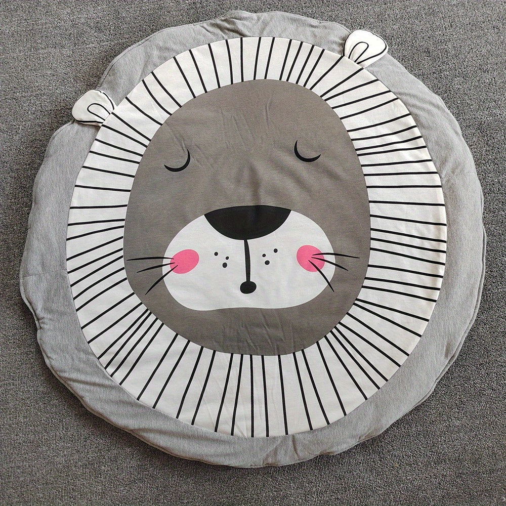 3D Animal Round Crawling Mat Baby Play Mat with Cotton Liner & Zipper
