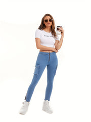  Casual Jeans Women's Plus Zipper Skinny Jeans