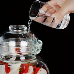 Chinese Glass Pickle Jar 1500ml Fermentation Jar with Water Seal