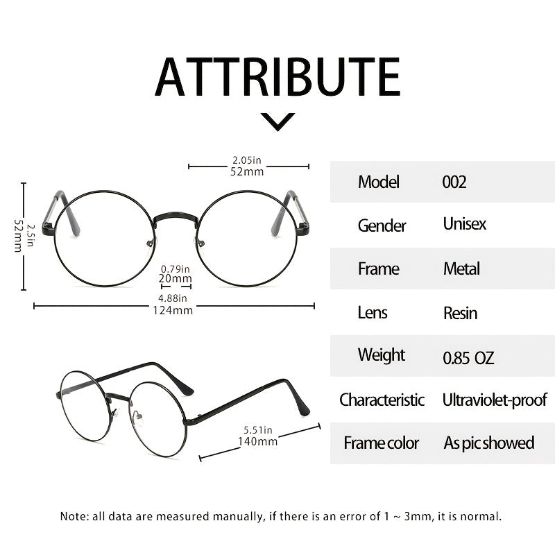 Multicolor Round Frame Metal Glasses with Zipper Box