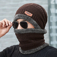 Winter Plus Velvet Thickened Knitted Hat and Scarf Set