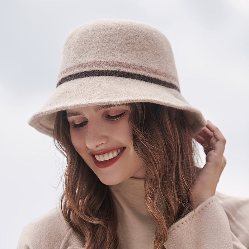 Woolen Round Top Bucket Hat for Her