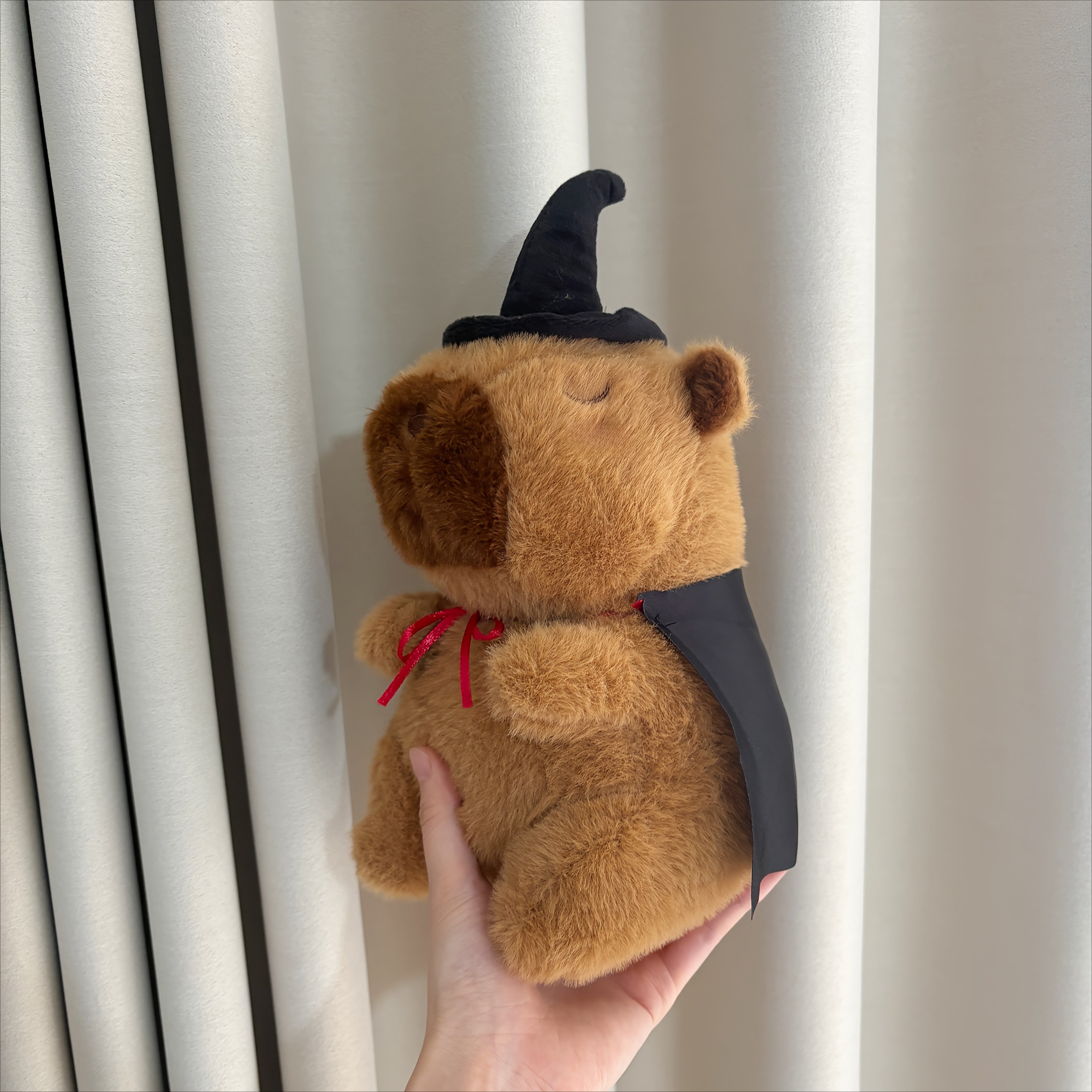 Capybara Plush Toy with Bat Cape & Witch Hat