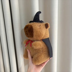 Capybara Plush Toy with Bat Cape & Witch Hat