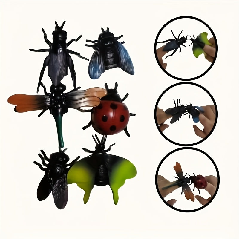 6pcs Soft Rubber Finger Puppet Insects Set for Interactive Play