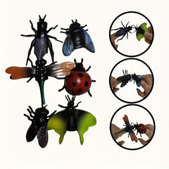 6pcs Soft Rubber Finger Puppet Insects Set for Interactive Play