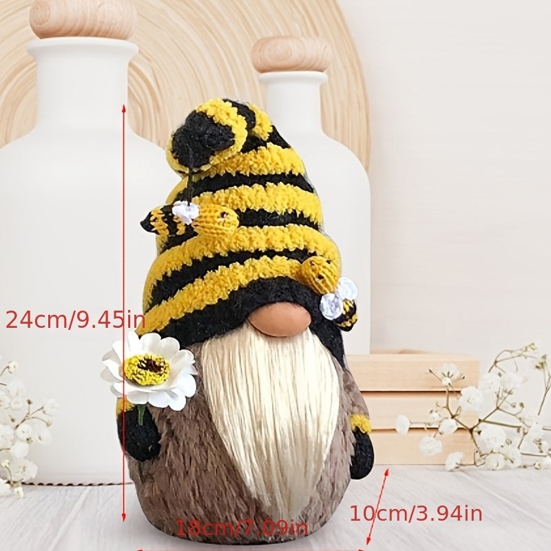 Bee Dwarf Sunflower Knitted Plush Doll Decoration