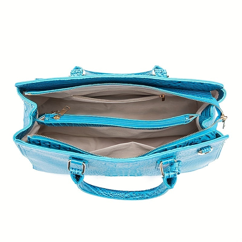 Crocodile Embossed Crossbody Handbag