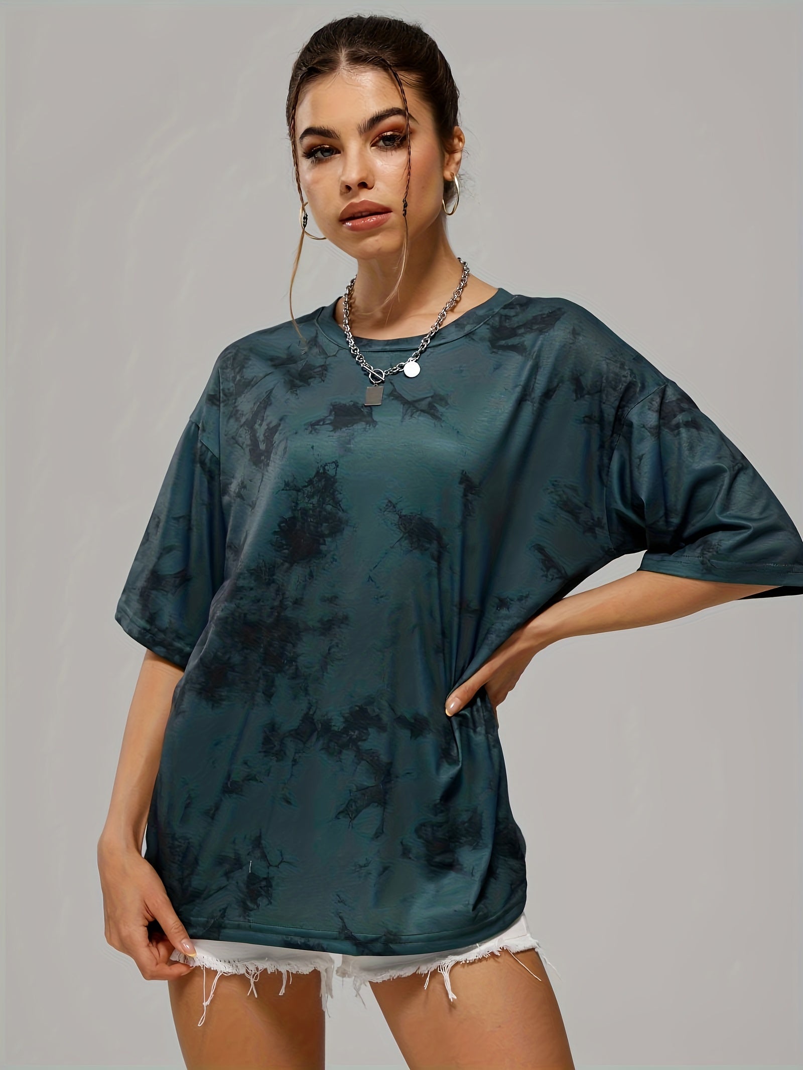 Tie Dye Workout T-shirt Short Sleeve Crew Neck Top