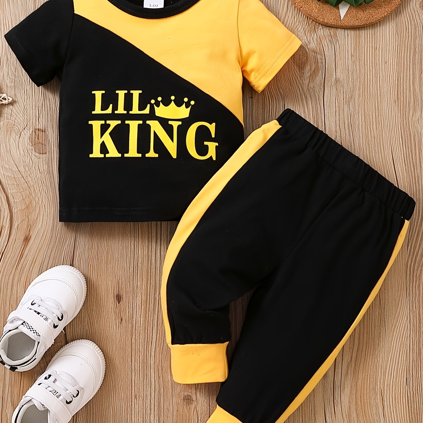 2pcs Baby Boys Casual LIL KING T shirt & Pants Set