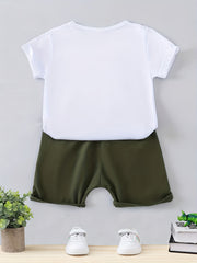 Boys Bear Casual Outfit Round Neck T shirt & Shorts Summer Clothes Sets