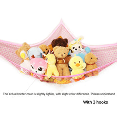 Large Capacity Triangular Wall Toy Storage Hammock with 25 Rubber Bands