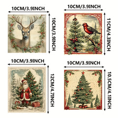 9pcs Christmas Wine Bottle Label Stickers - Xmas Party Decoration