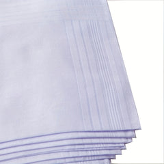 12pcs Solid Stripe Hankies Large Square Classic Handkerchief Bulk Set