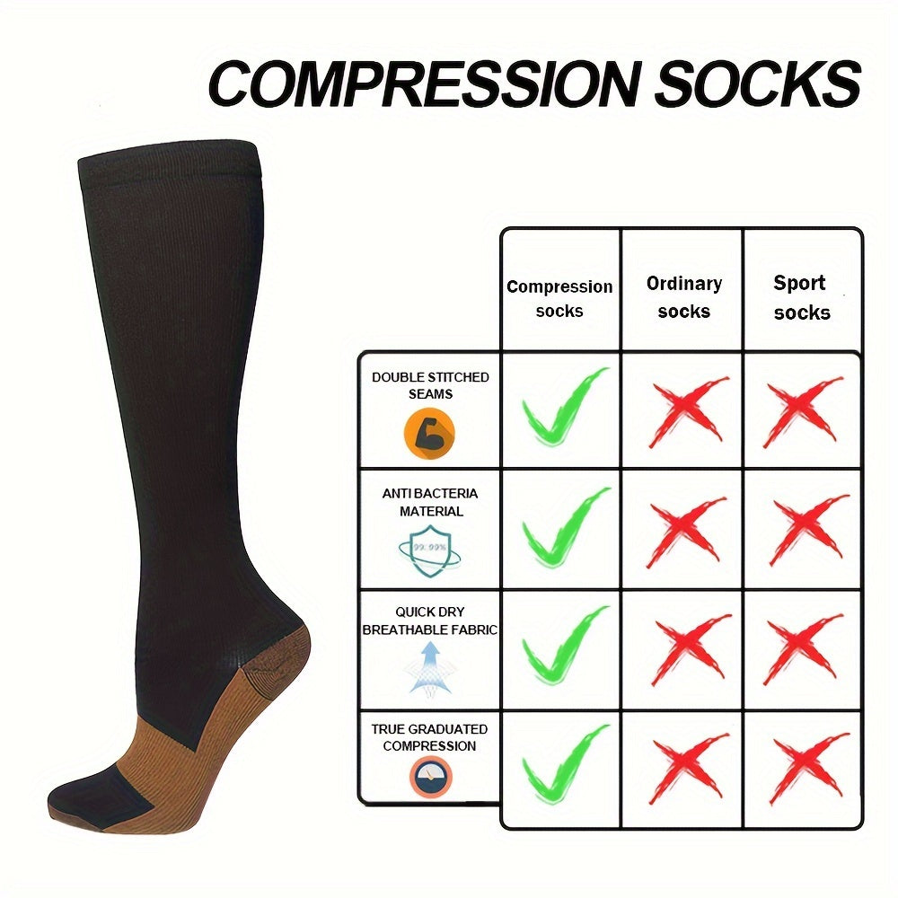 Sport Compression Socks for Men Women, Knee High Running Nursing Athletic