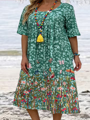  Floral & Butterfly Print Tee Dress With Pockets