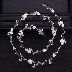 Faux Pearl & Flower Bridal Hair Vine