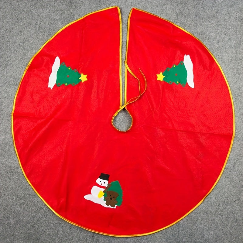 Christmas Tree Skirt Red Velvet Snowflake Design