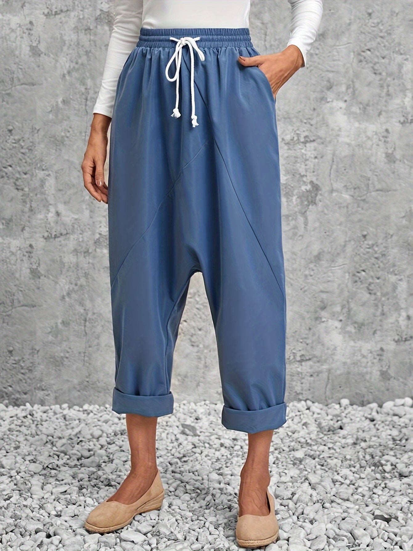  High Rise Harem Trousers with Pockets