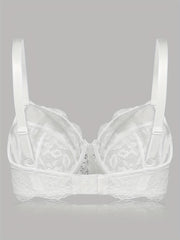 2pcs Floral Lace Push Up Bras Scallop Trim Women's Lingerie