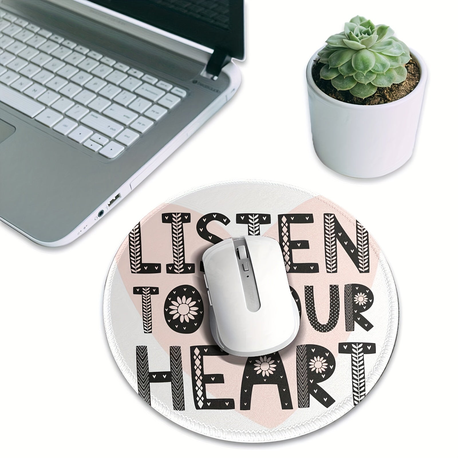 Heart Font Pattern Round Mousepad 20x20cm