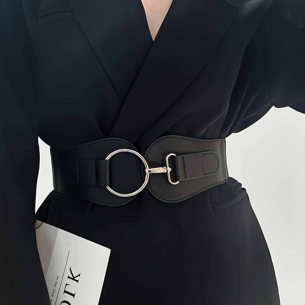 Wide Elastic PU Waist Belt Vintage Women Punk Coat Dress Girdle