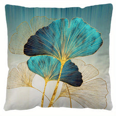 Short Plush Ginkgo Leaf Pillow Cover Digital Printed Nordic Pillowcase 18x18