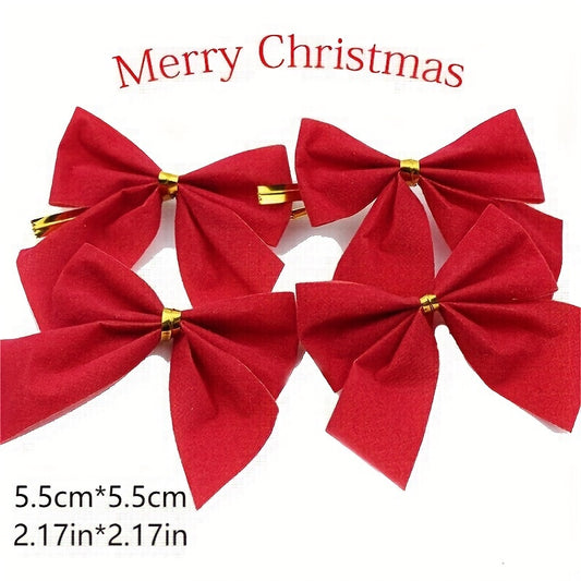Red Bow Christmas Tree Decorative Pendant DIY Festive Scene Decoration