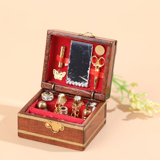 Mini Chinese Retro Cosmetic Box for 1/12 Doll House
