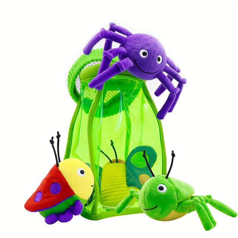 Colorful Insect Jar Plush Rattle Baby Animal Toy