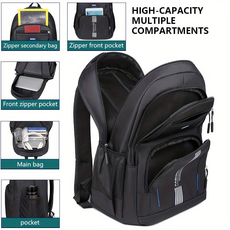 Large Capacity Travel Backpack for Men High School & College Waterproof Laptop C