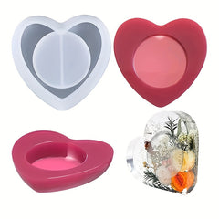 Heart Candle Holder Silicone Mold for DIY Flower Pot & Jewelry Box