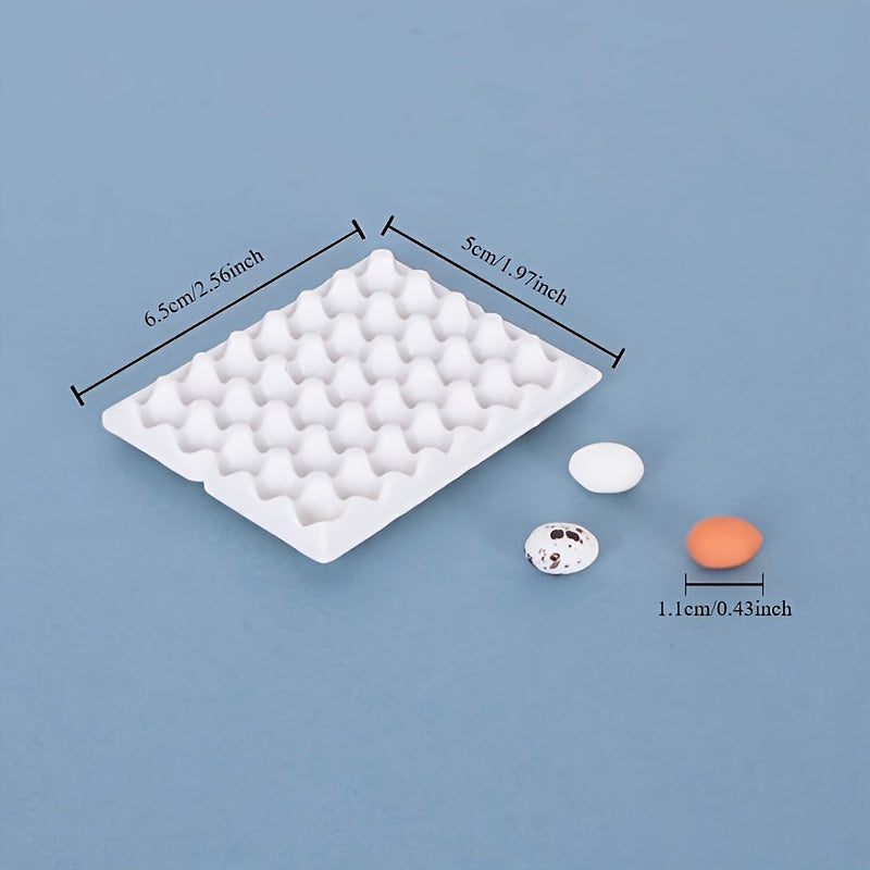 36pcs Simulation Egg Set with Egg Tray Small Statue Ornaments DIY Model Prop