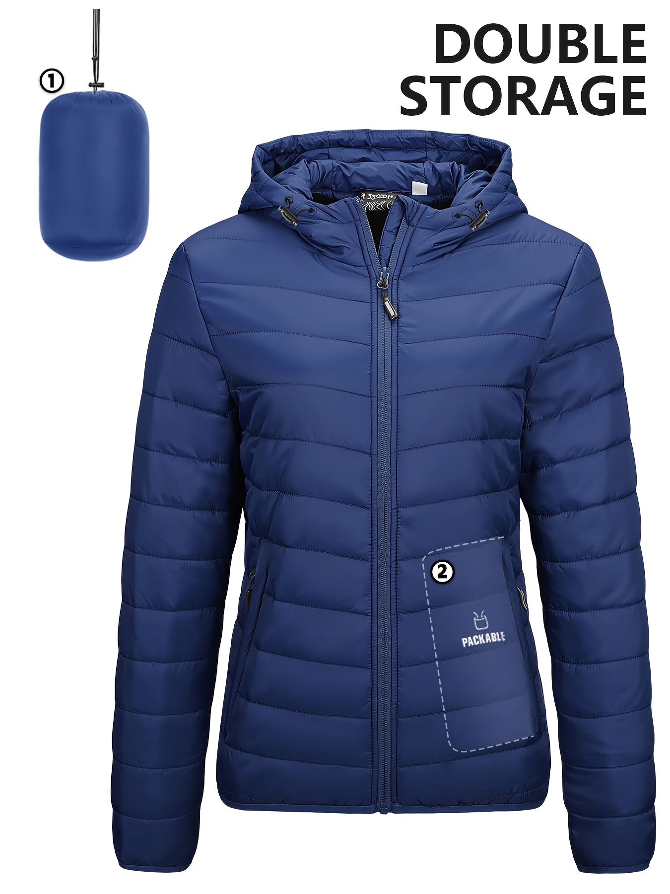 Women's Packable Puffer Jacket With Hood Quilted Winter Coat