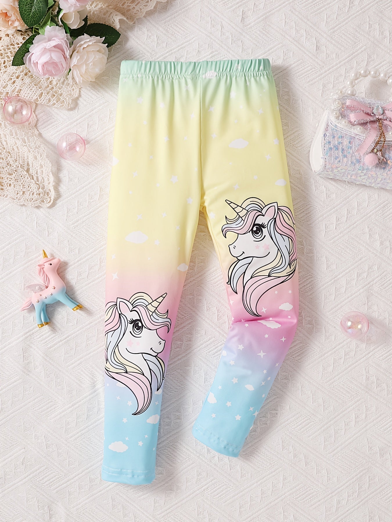 Girls Unicorn Leggings Contrast Legging Pants Spring Summer Fall
