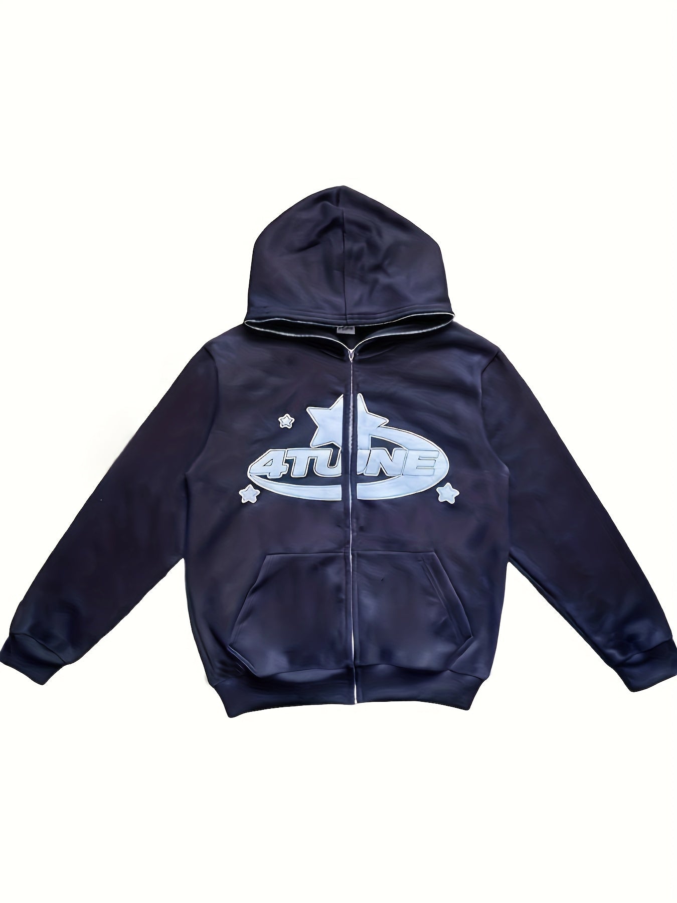 Y2K Letter & Star Print Sweatshirt Zip Up Hoodie