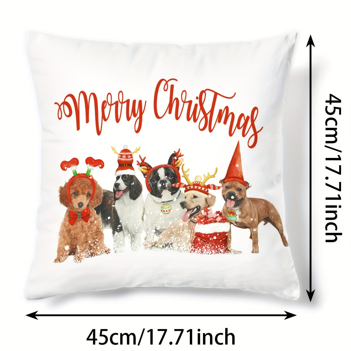 Christmas Dog Print Throw Pillow Cover Home Decor