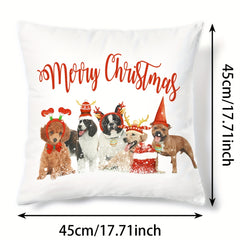 Christmas Dog Print Throw Pillow Cover Home Decor