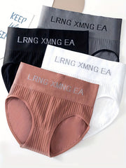 4pcs Letter Print Briefs High Waist Stretchy Intimates Panties