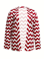  Chevron Print Long Sleeve Open Front Cardigan