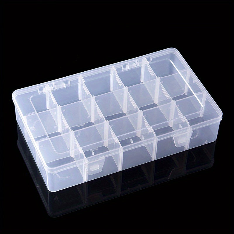 Clear Storage Box with Adjustable Dividers 15 Grids