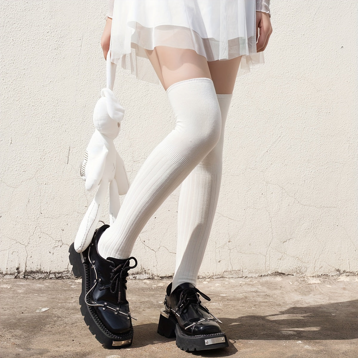 Solid Thigh High Socks Women's Stockings & Hosiery