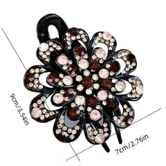 Vintage Crystal Flower Hair Claw Clip Fancy Barrette